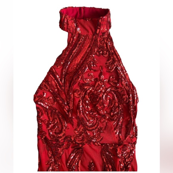 FN Red Halter Sequin Gown! - Picture 8 of 10